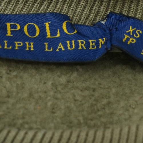 Polo Ralph Lauren Womens Khaki Green XS Pullover Sweatshirt American Flag