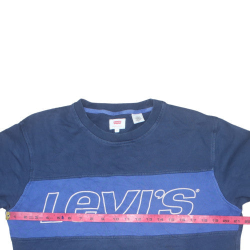 Levi's Men's Blue Crew Neck Logo Pullover Sweatshirt M
