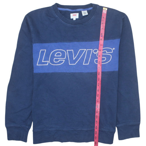Levi's Men's Blue Crew Neck Logo Pullover Sweatshirt M