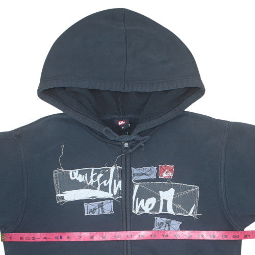 Quiksilver Teens Black Full Zip Hoodie Size 14 Cotton Blend Casual