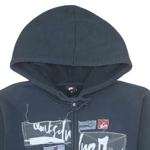 Quiksilver Teens Black Full Zip Hoodie Size 14 Cotton Blend Casual