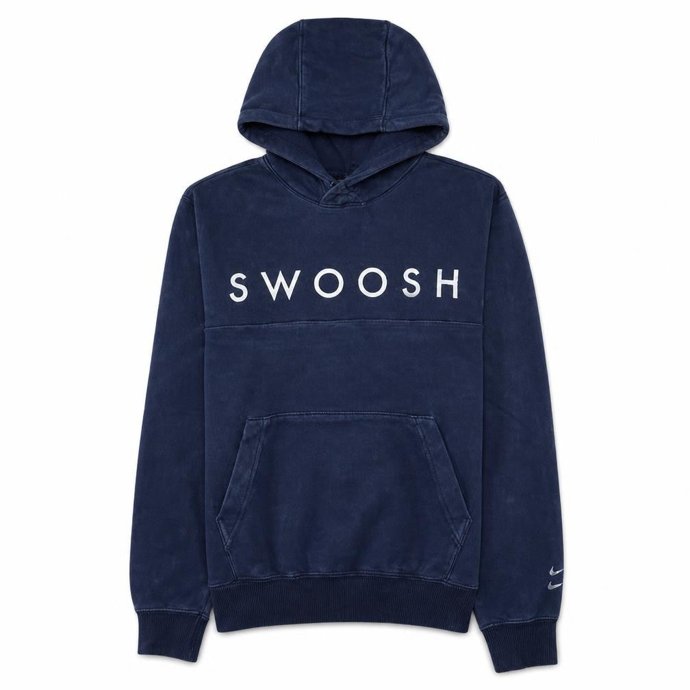 Nike Women's Navy Swoosh Pullover Hoodie Size Small Cotton Blend