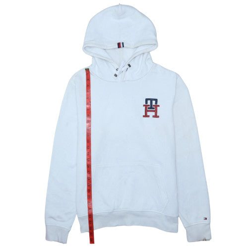 Tommy Hilfiger Men's White XL Pullover Hoodie Embroidered Logo