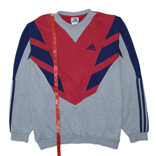 Adidas Men's Grey Red Blue Retro XL Crew Neck Sweatshirt