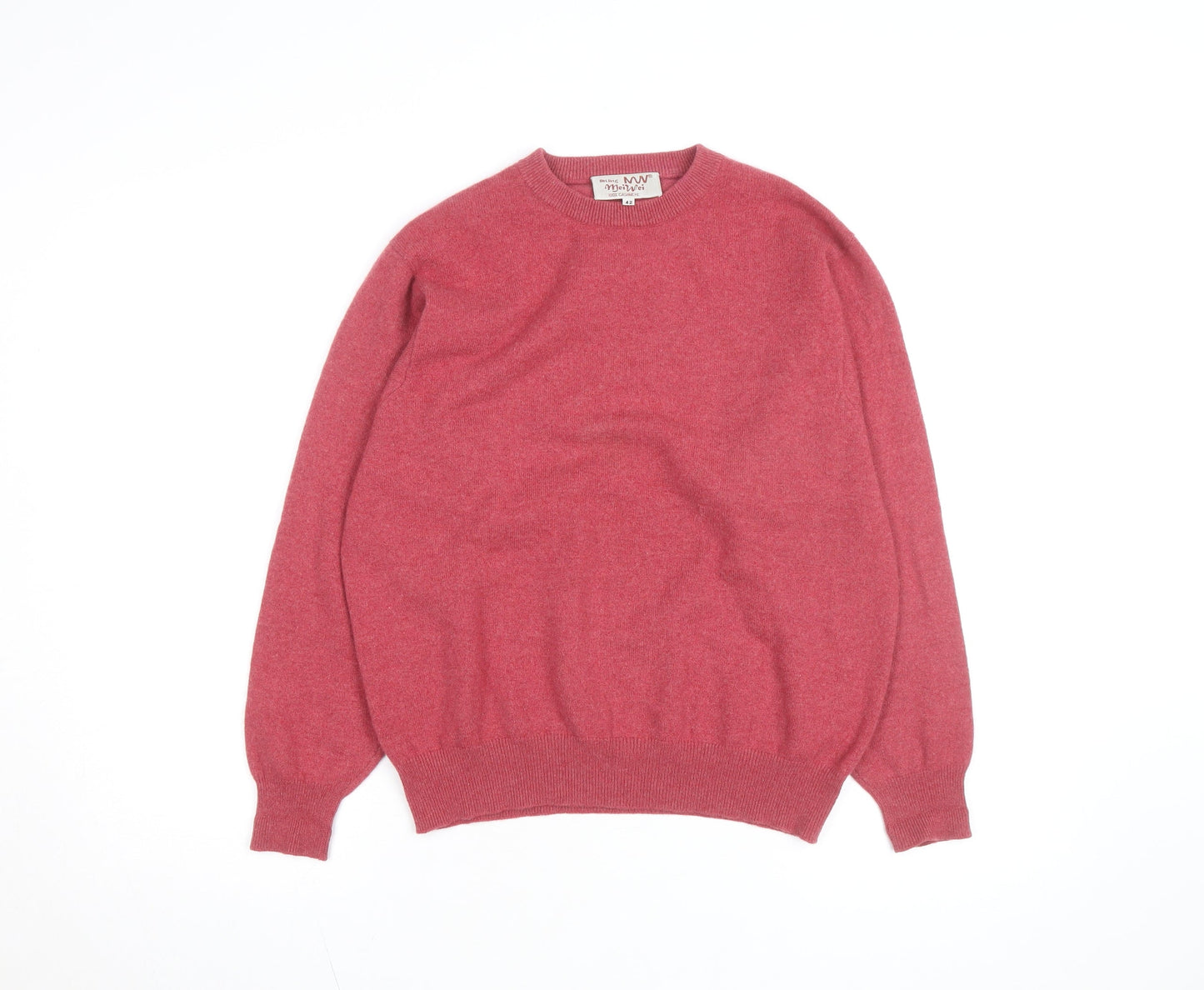 Beijing MeiWei Men's Pink Cashmere Crew Neck Jumper L