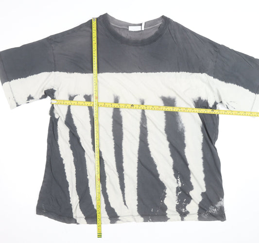 Weekday Womens Grey Tie-Dye Cotton Relaxed Fit T-Shirt XS