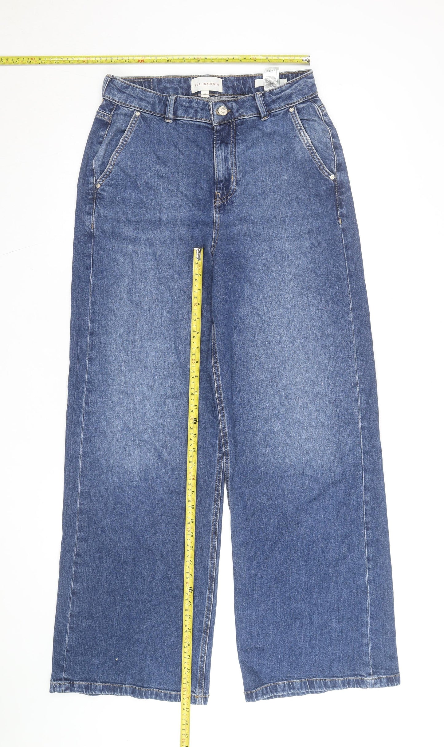 Marks and Spencer Women Blue Size 12 Tall Wide-Leg Jeans