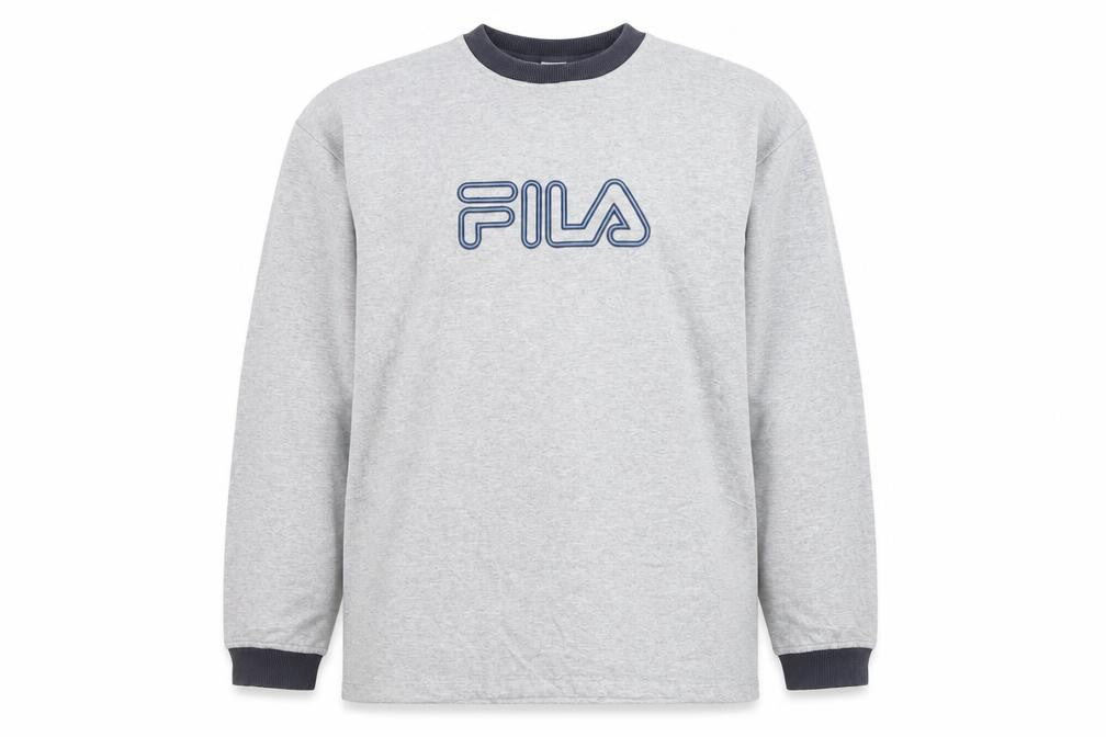 Fila Men’s Grey 2XL Pullover Logo Sweatshirt