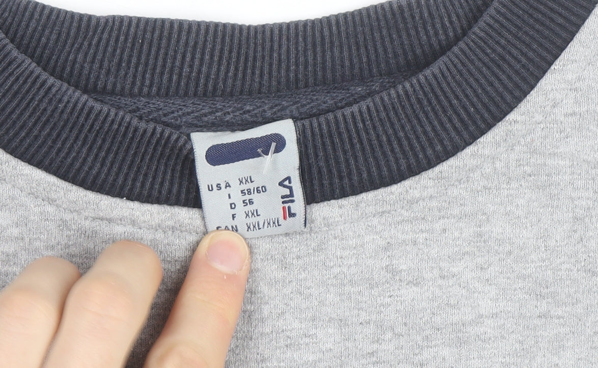 FILA Men’s Grey 2XL Pullover Logo Sweatshirt