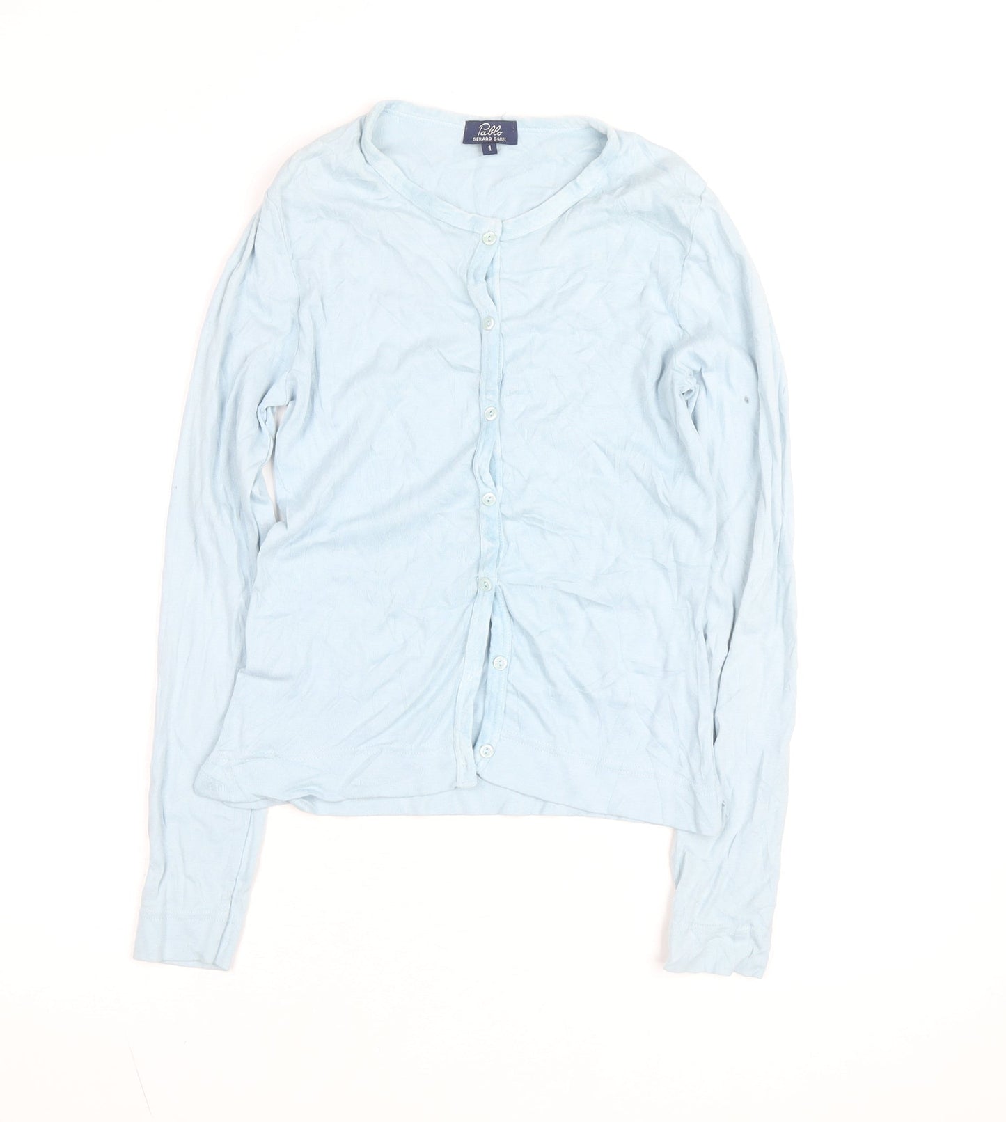 Pablo Gerard Darel Women's Blue Cotton Stretch Button-Up Top S