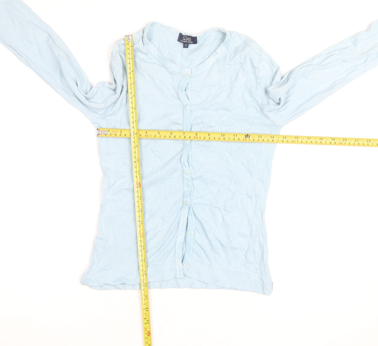 Pablo Gerard Darel Women's Blue Cotton Stretch Button-Up Top S