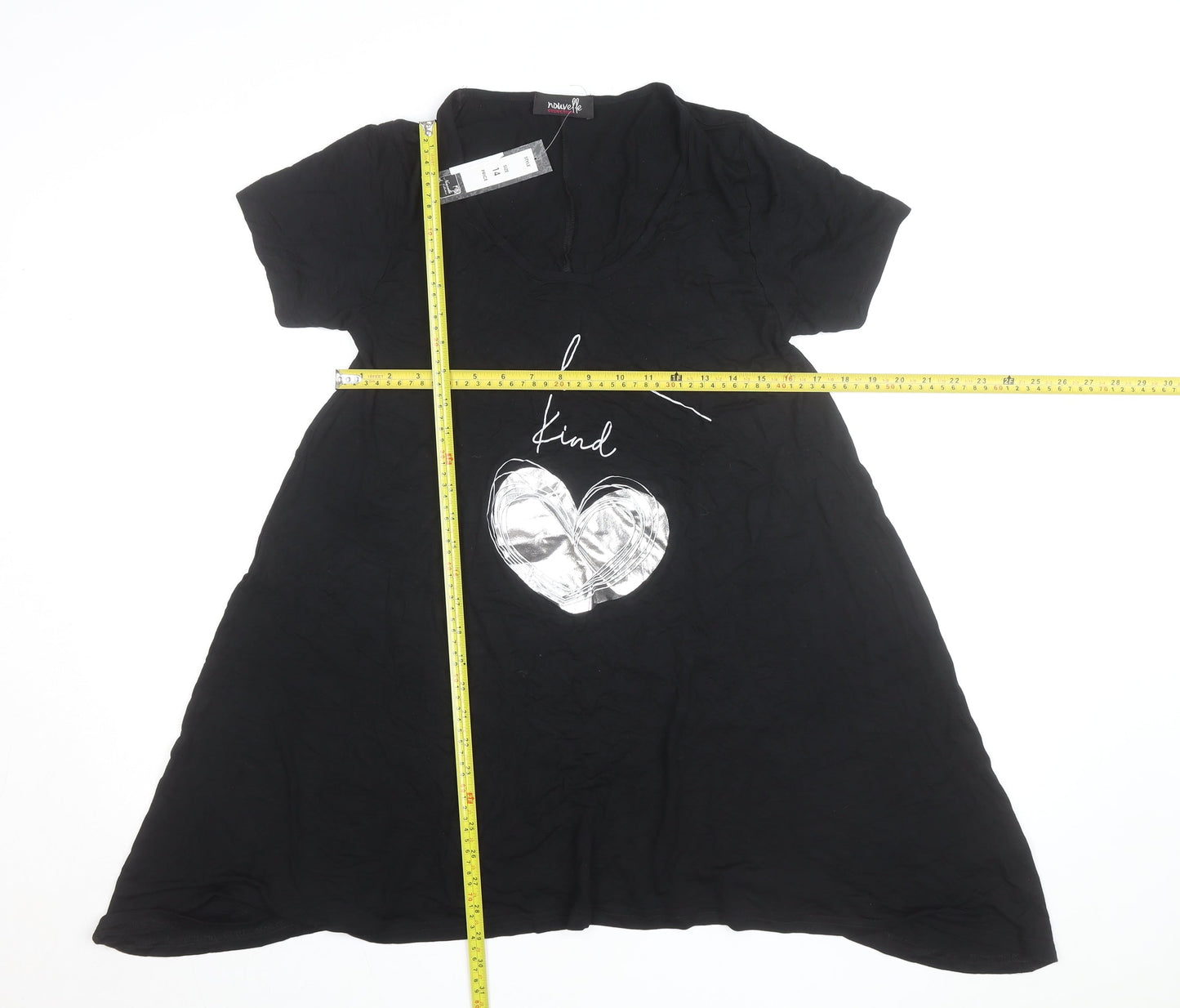 Novalee Women Black V-Neck Be Kind T-Shirt Dress Size 14