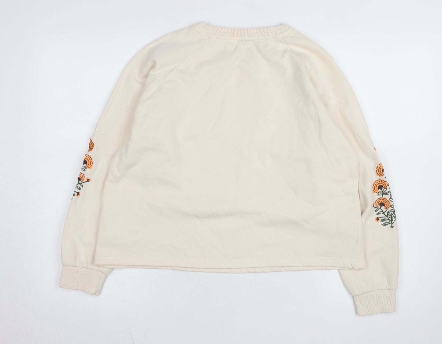 Pieces Women Beige Embroidered Pullover Sweatshirt M