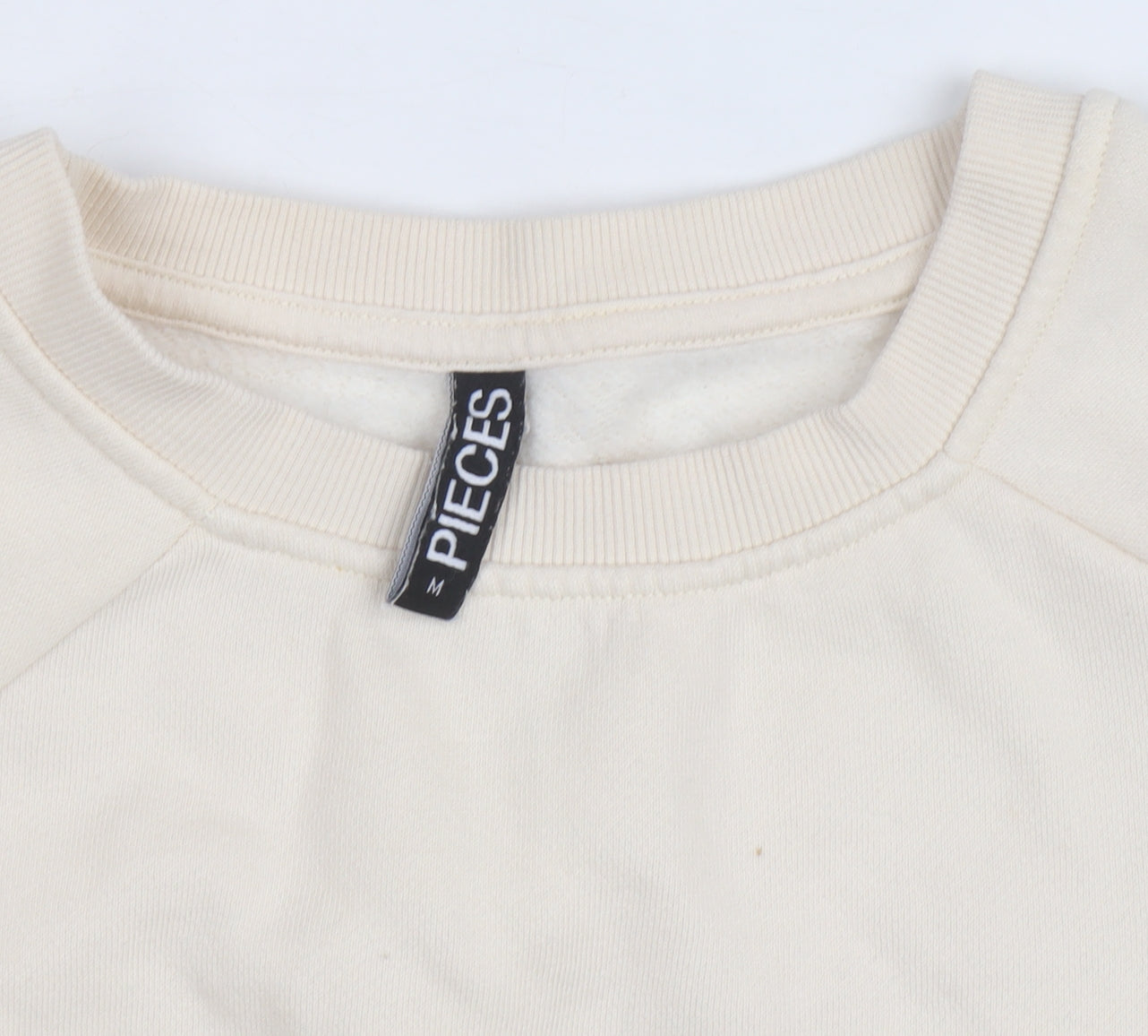 Pieces Women Beige Embroidered Pullover Sweatshirt M
