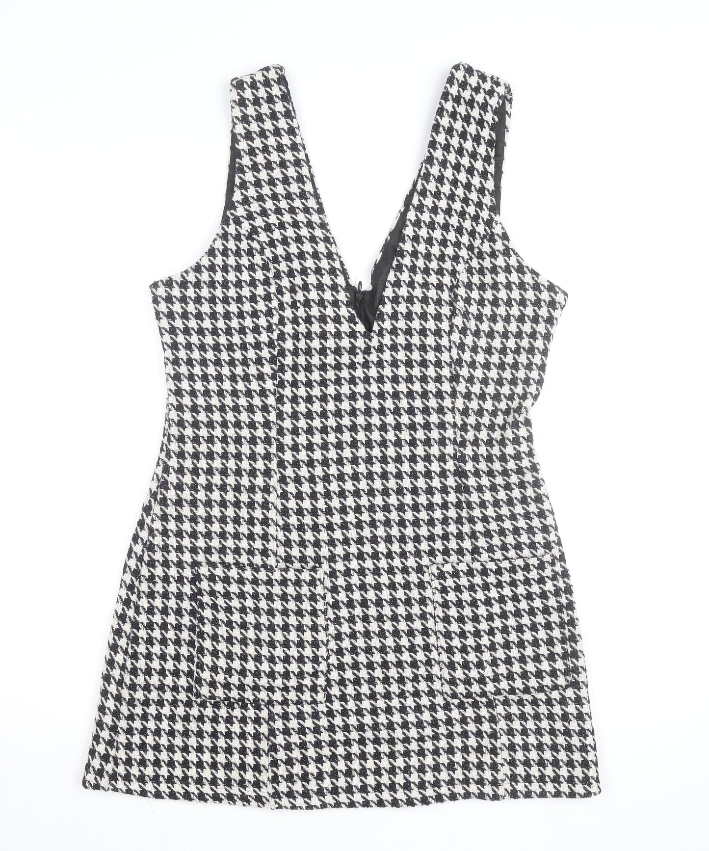 In The Style Women’s Black Houndstooth Pinafore Dress Size 12