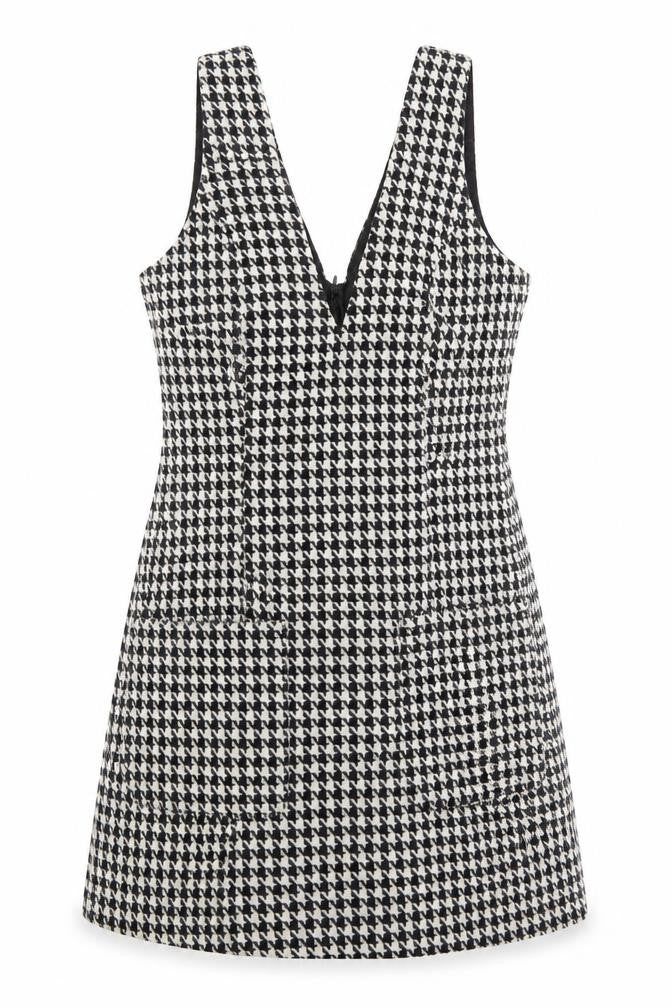 In The Style Women’s Black Houndstooth Pinafore Dress Size 12