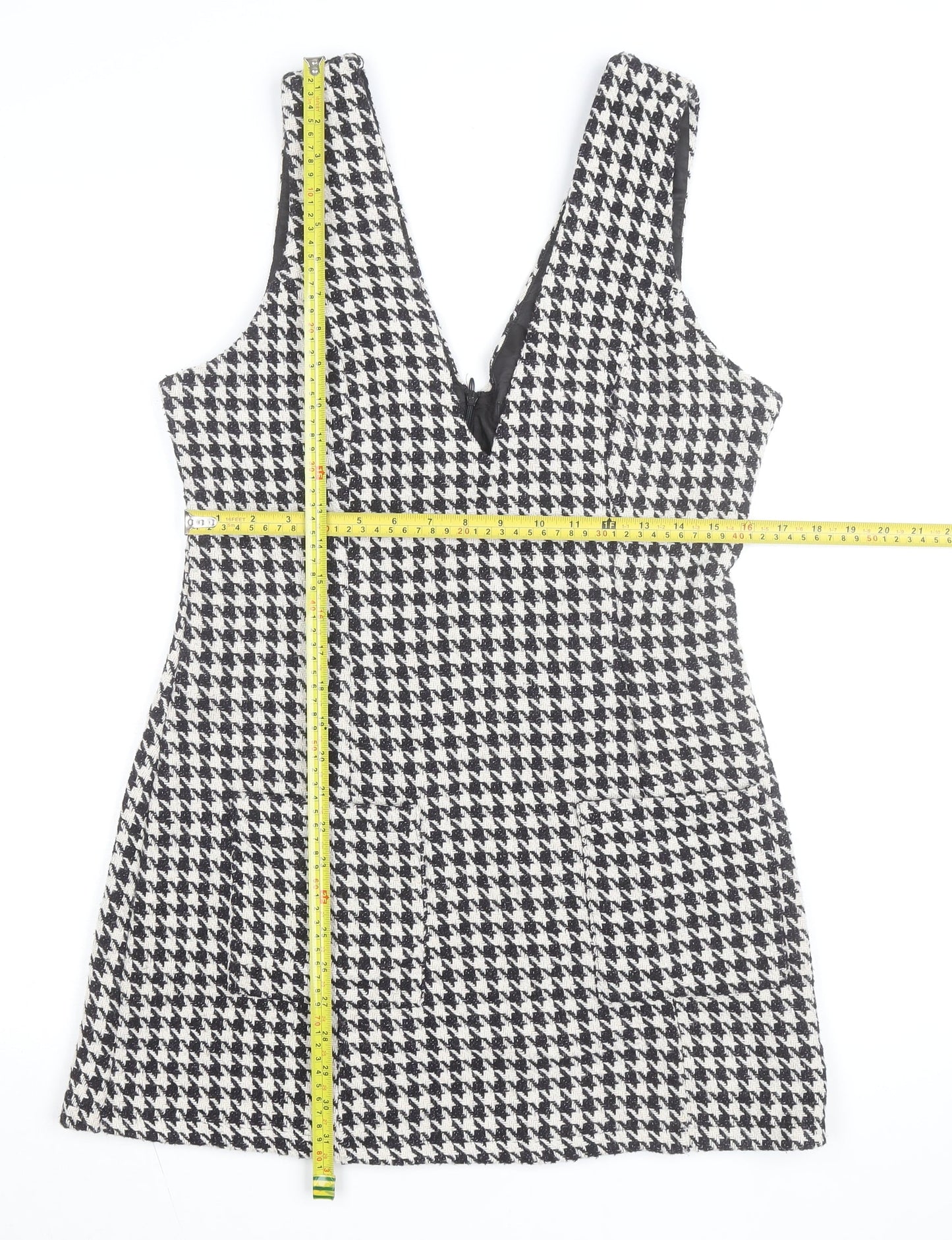 In The Style Women’s Black Houndstooth Pinafore Dress Size 12