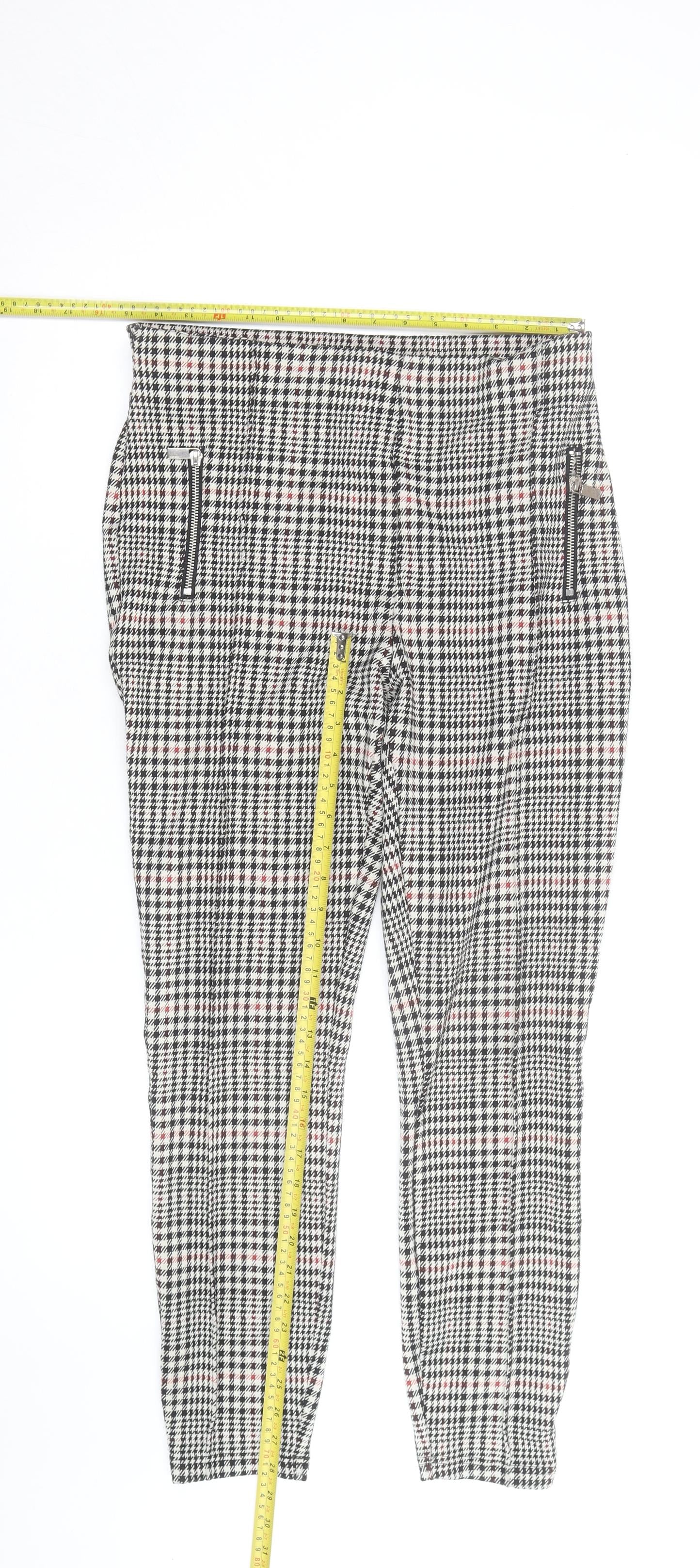 Next Women's Multicoloured Slim Fit Tapered Check Stretch Trousers Size 10