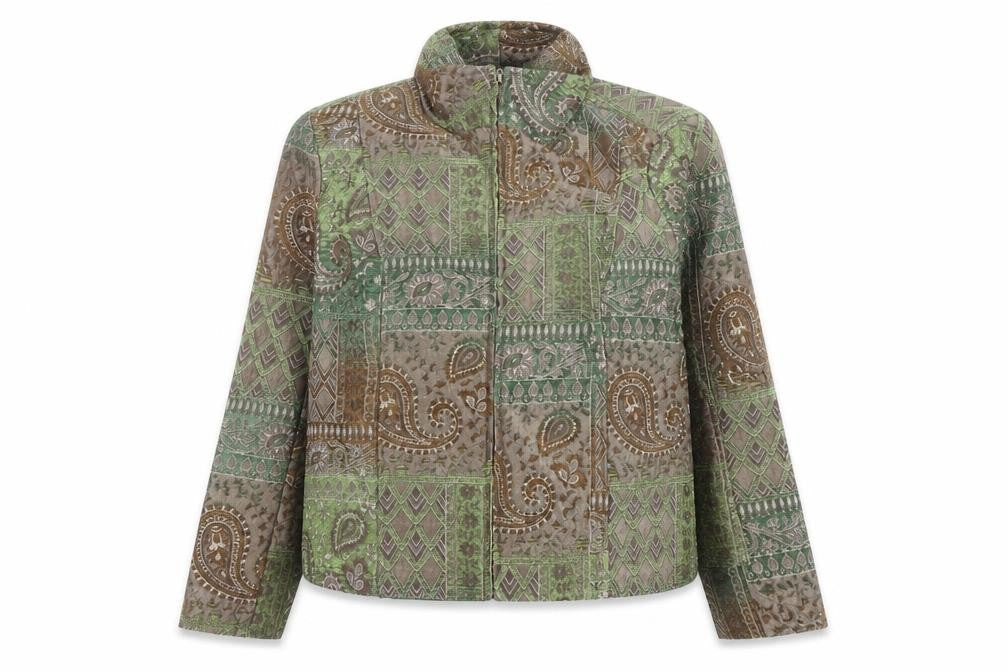 Molly & Maxx Petite Green Paisley Jacquard Jacket Women's S Classic