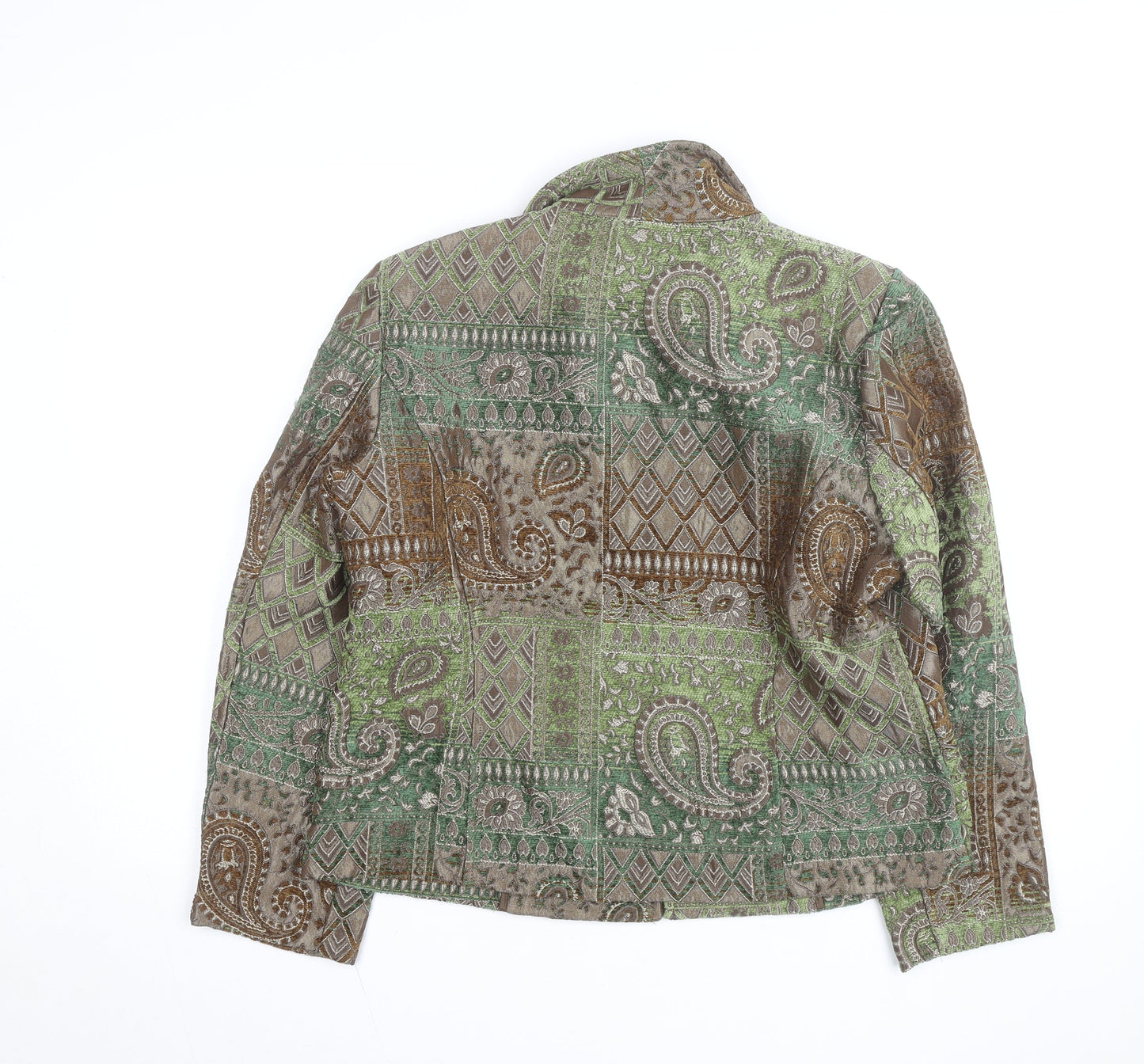 Molly & Maxx Petite Green Paisley Jacquard Jacket Women's S Classic