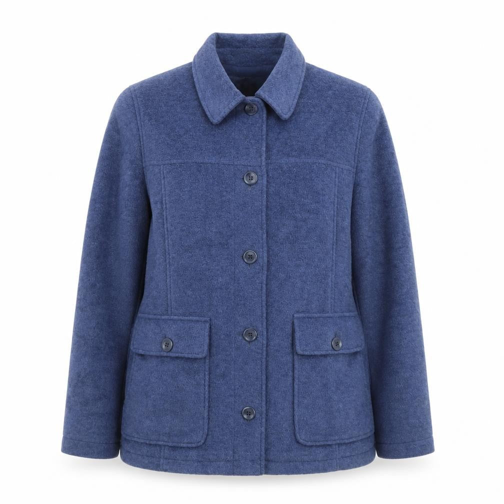 L.L. Bean Women's Blue Wool Blend Mid-Length Button Jacket Size M