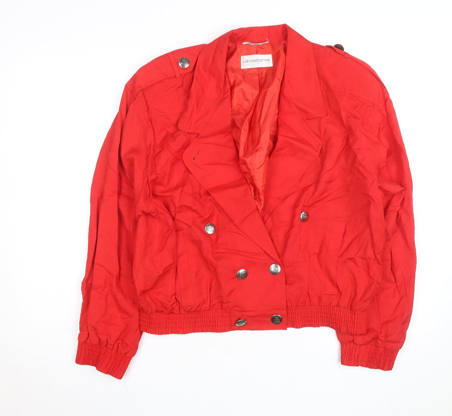 Liz Claiborne Women’s Red Linen Blend Bomber Jacket Size M Classic Style