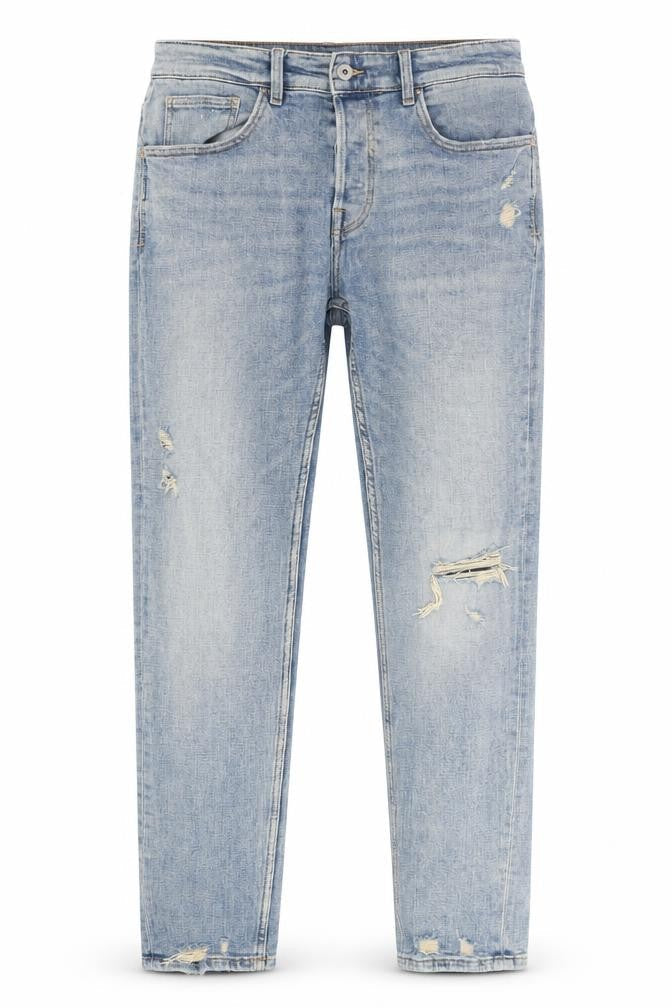 Zara Men's Blue Distressed Straight Denim Jeans Size 32