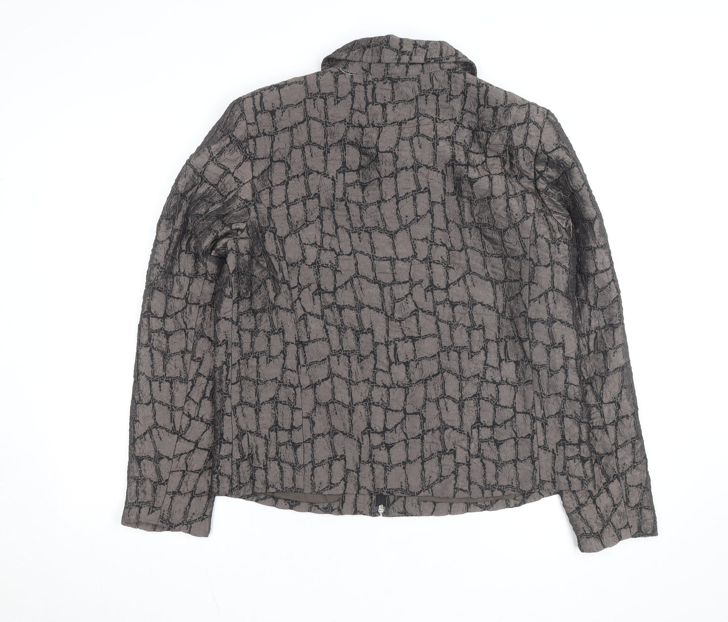 Erin London Women's Grey Geometric Jacket Size M Full Zip Lightweight