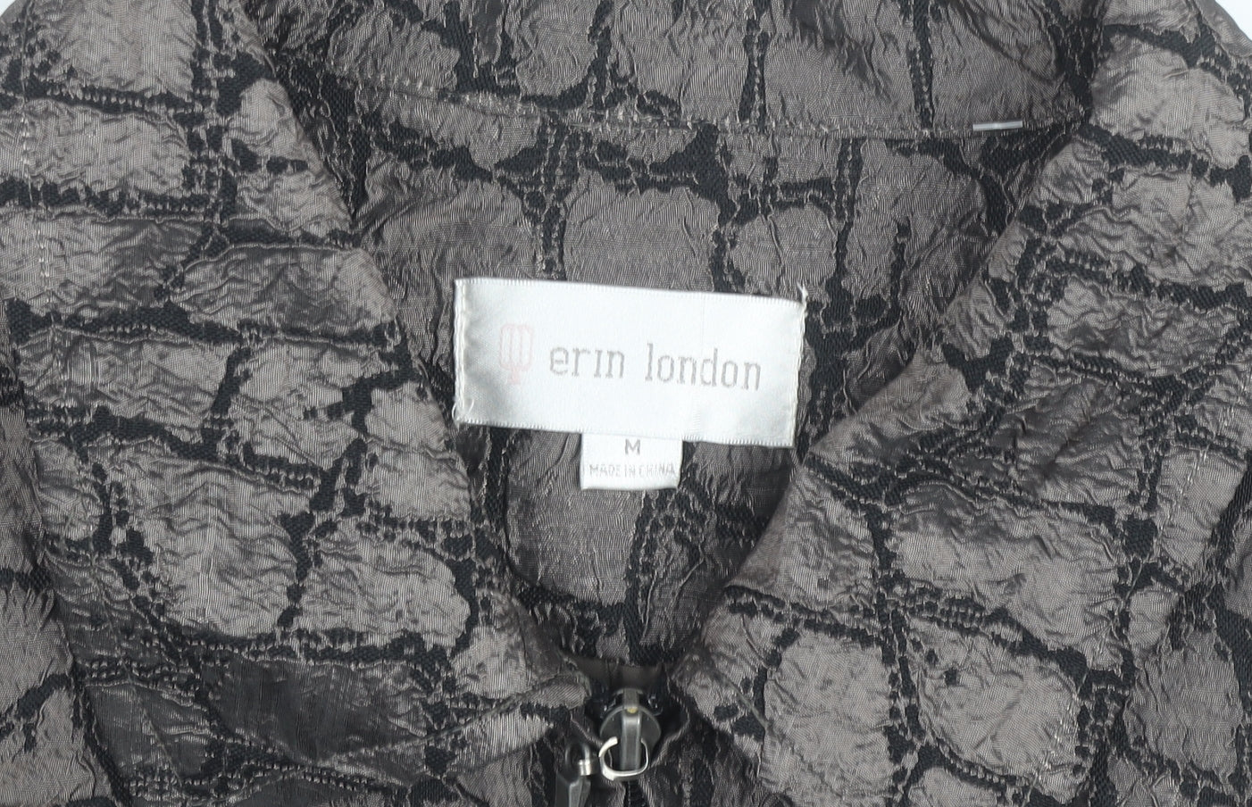 Erin London Women's Grey Geometric Jacket Size M Full Zip Lightweight