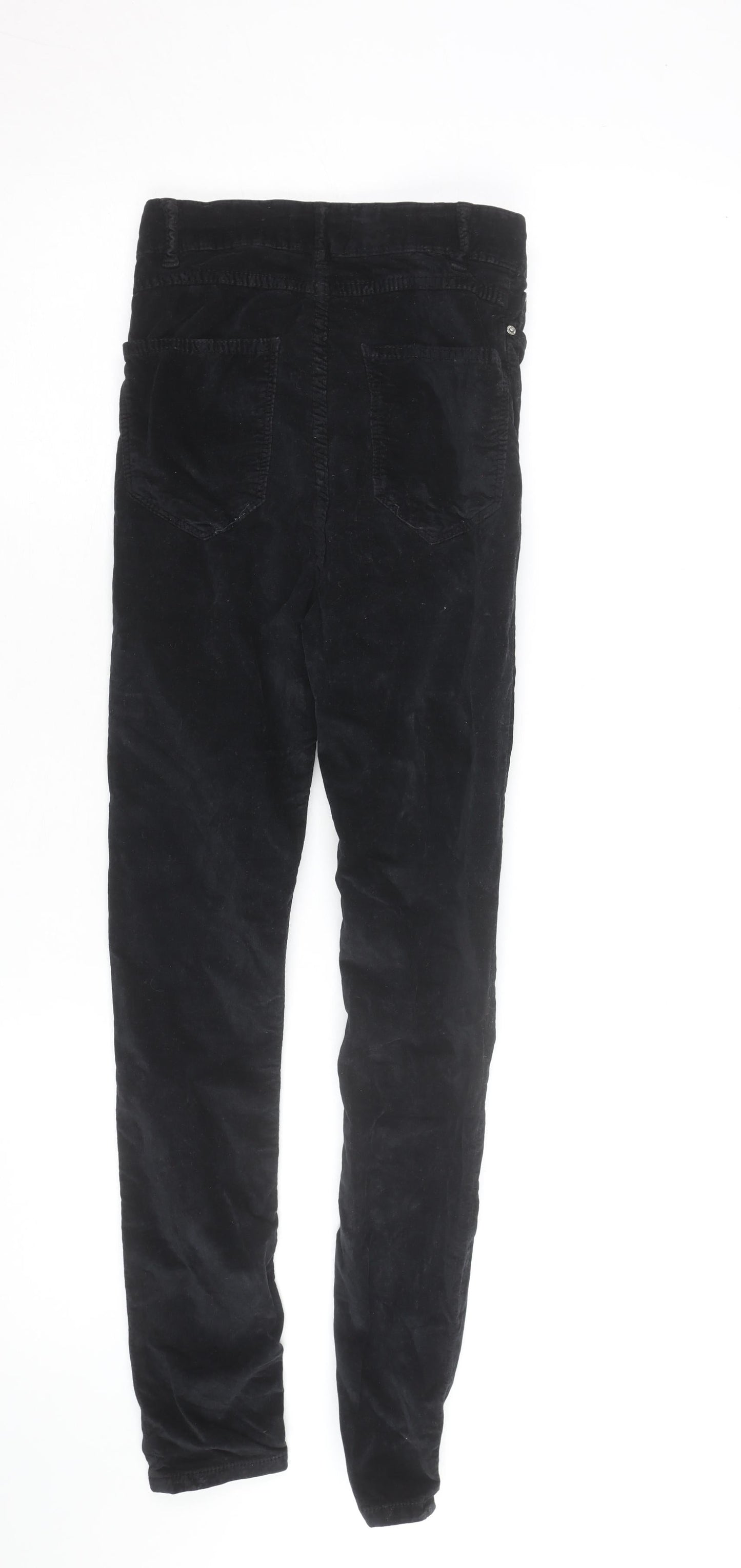 Zara Woman Black Corduroy Skinny Trousers Size 10 Slim Fit