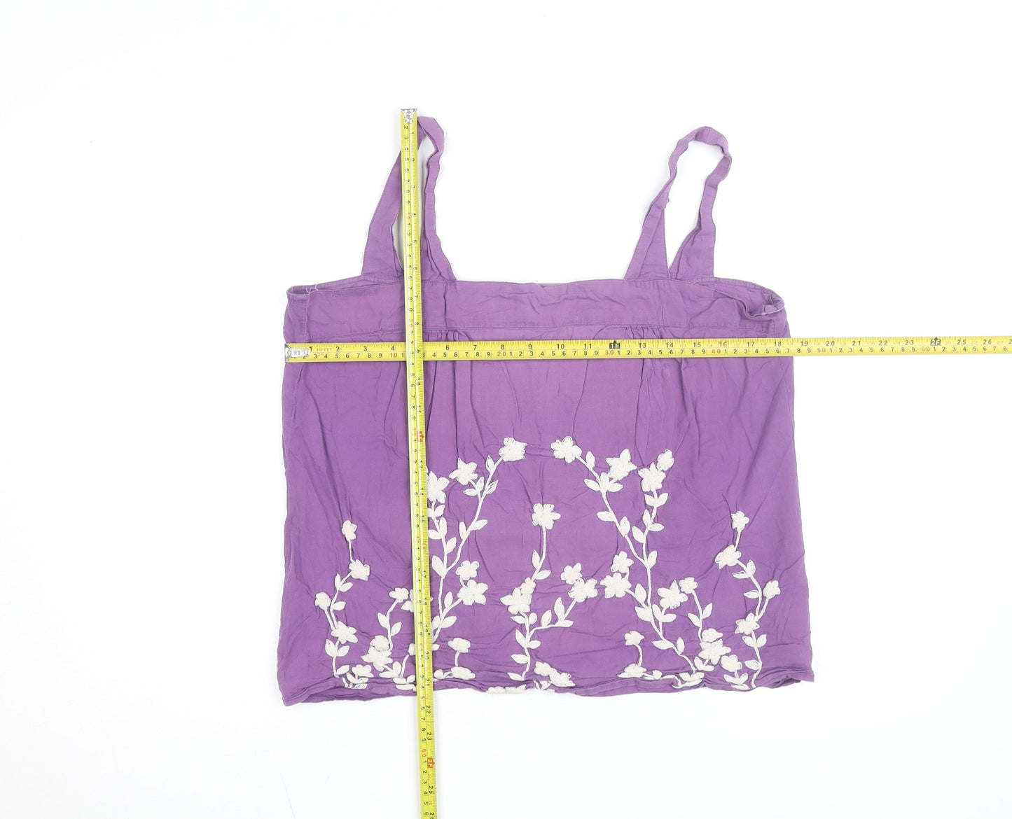 Wallis Women Purple Floral Embroidered Cotton Camisole Top Size 12