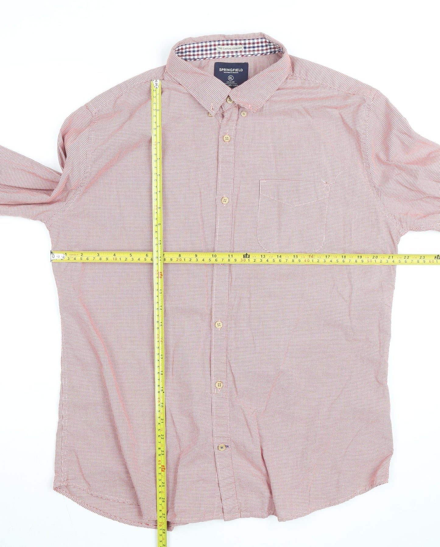 Springfield Men's Red Check Button-Down Shirt XL Custom Fit