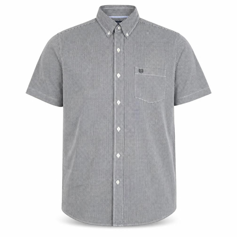Chaps Mens Black Check Short Sleeve Button-Down Shirt L