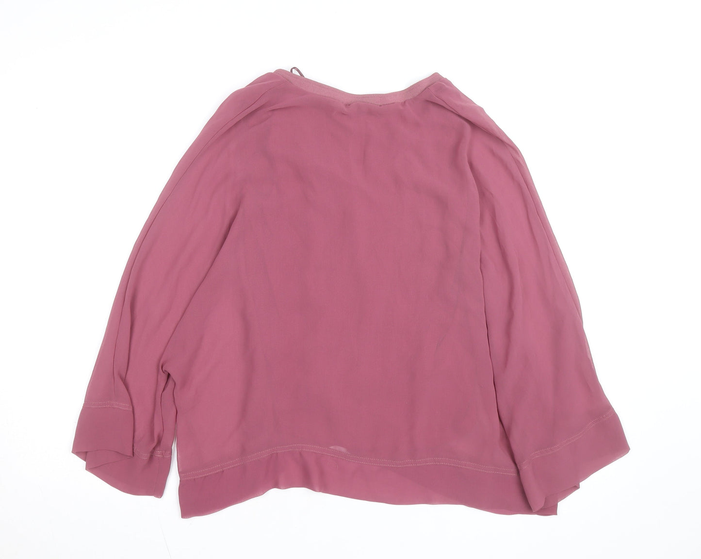 Gallery Women’s Pink V-Neck Chiffon Tunic Blouse Size 8