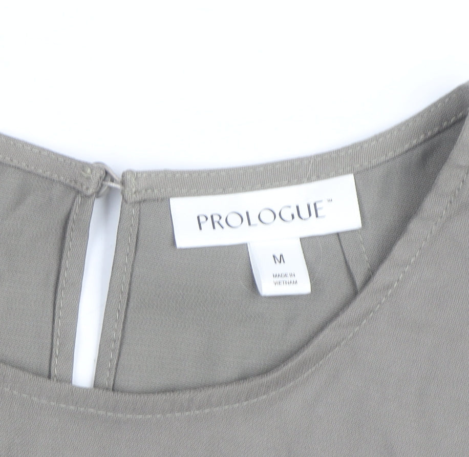 Prologue Women's Grey Rayon Blend Long Sleeve Crew Neck Blouse Size M