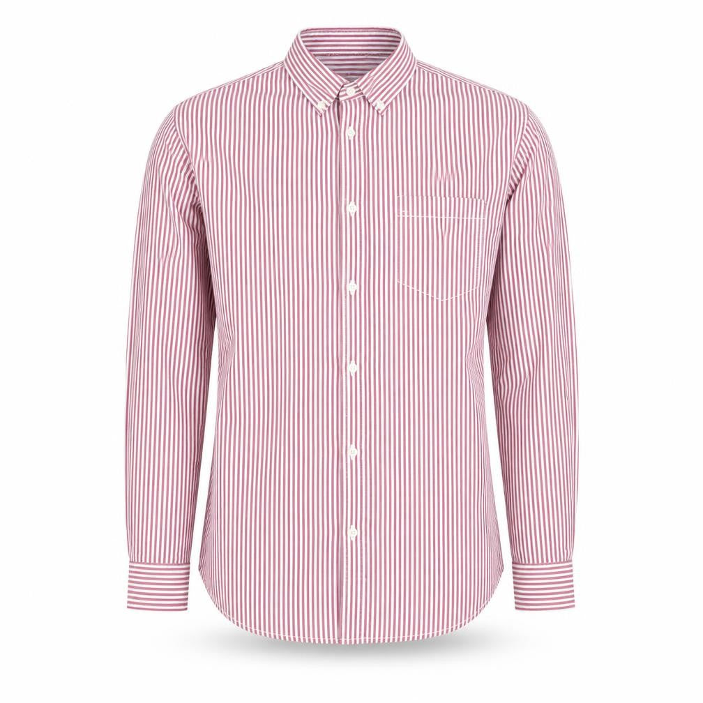 Springfield Men Red Striped Button-Down Cotton Shirt XL Slim Fit