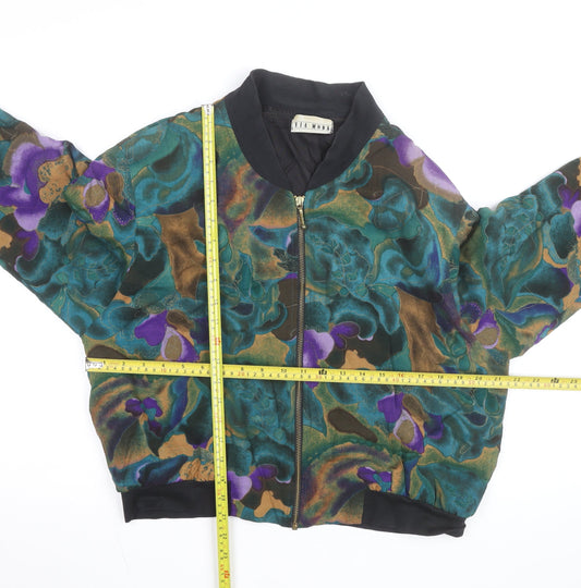 Via Moda Women's Multicoloured Floral Bomber Jacket Size 10