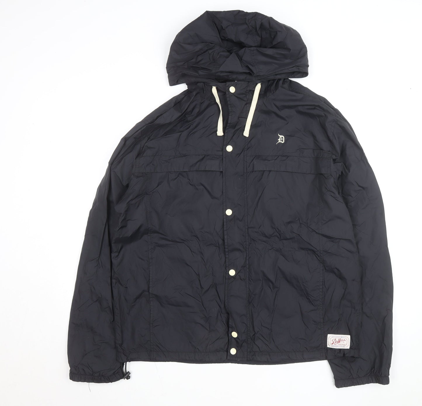 The Duffer of St. George Men's Black L Hooded Windbreaker Jacket