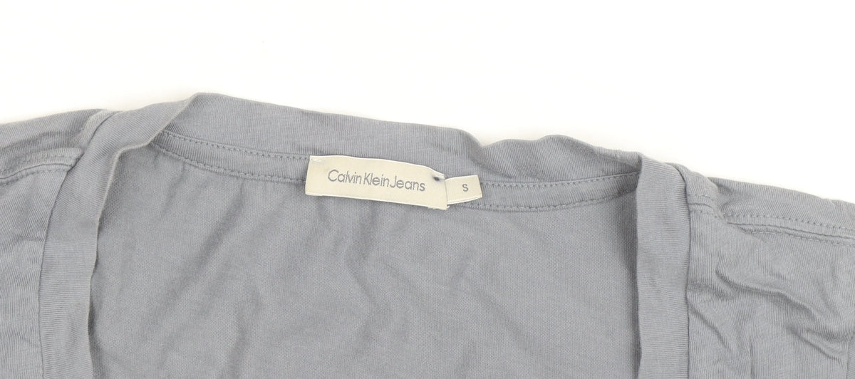 Calvin Klein Jeans Women's Grey Scoop Neck Cotton T-Shirt Size S