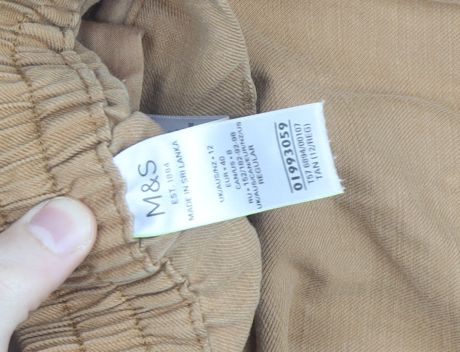 Marks and Spencer Women's Beige Linen Chino Trousers Size 12