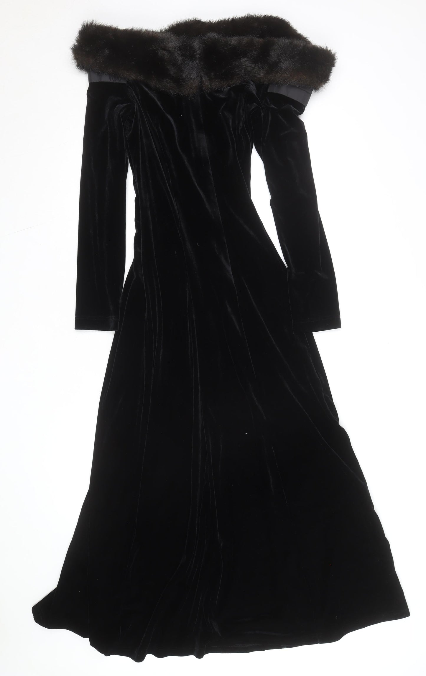 Cachet Women Black Velvet Off Shoulder Long Formal Dress Size 12