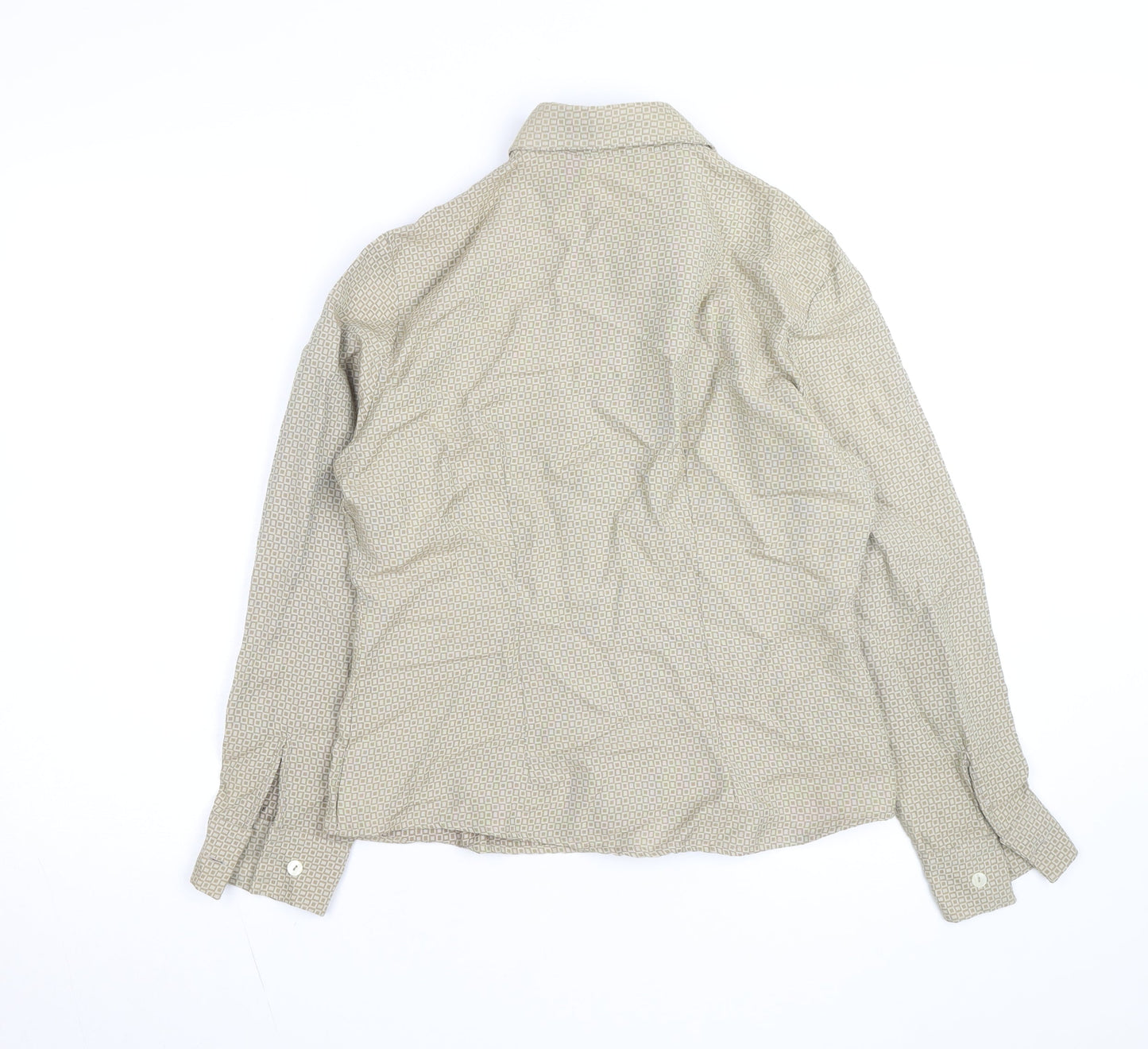 Sisley Women’s Beige Geometric Long Sleeve Button-Up Shirt Size 16