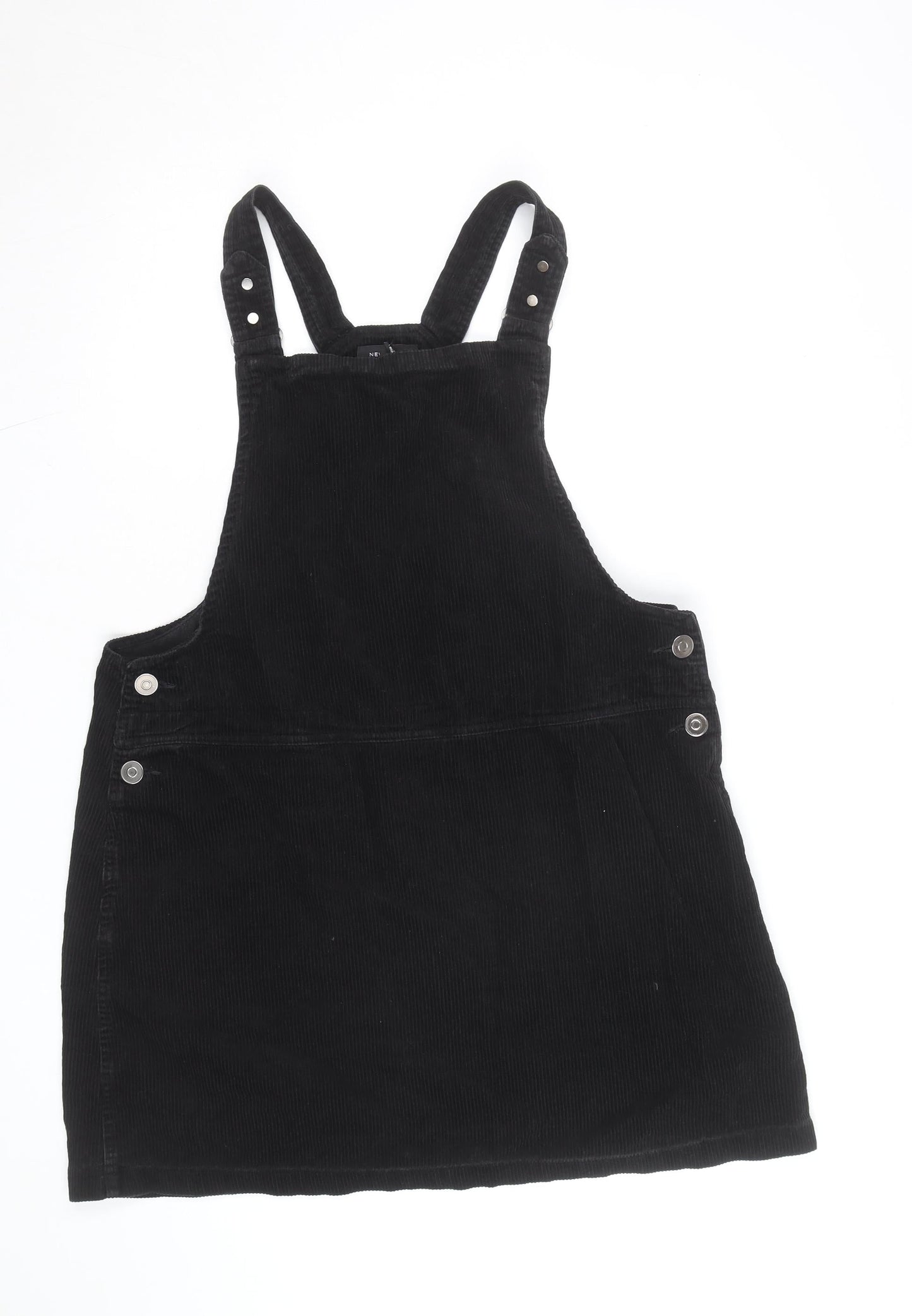 New Look Womens Black Corduroy Dungaree Dress UK 16