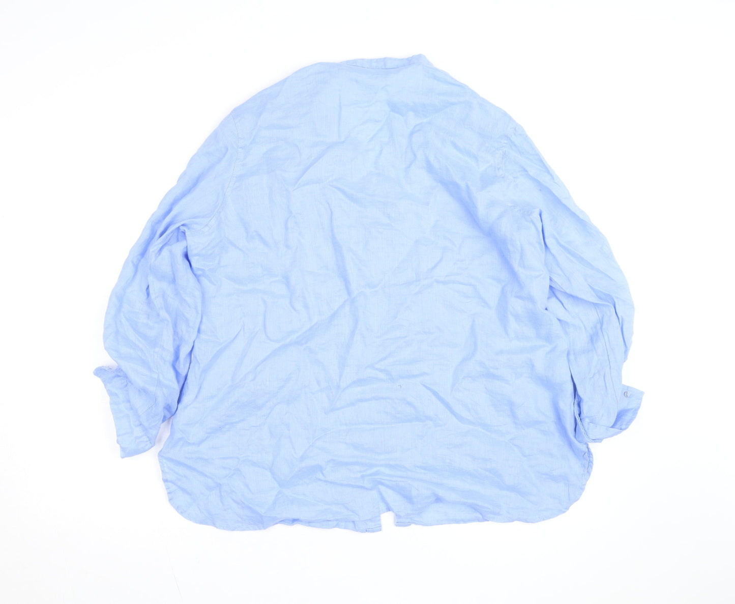 Dunnes Stores Women Blue Linen Long Sleeve Button-Up Shirt L