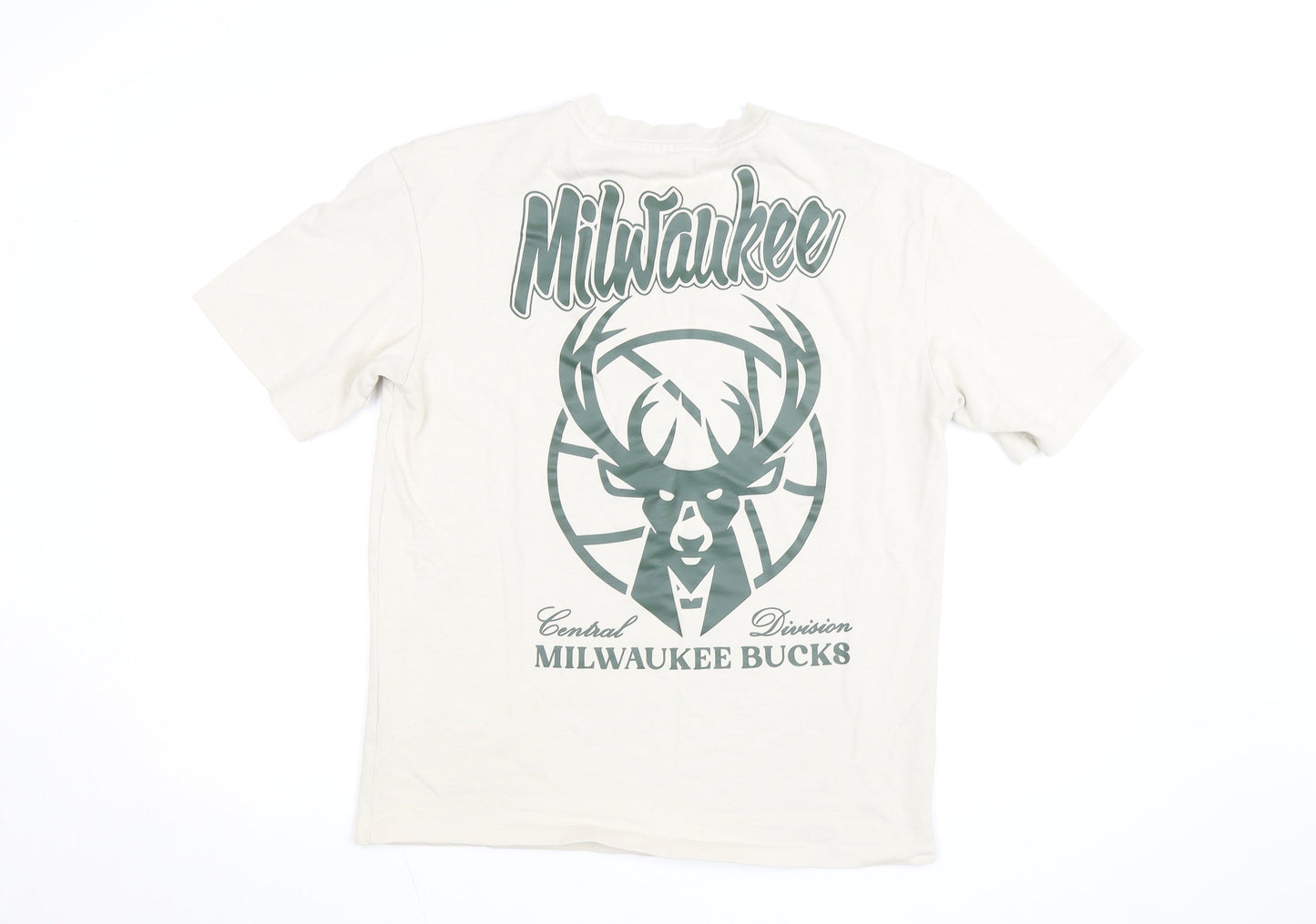 NBA Milwaukee Bucks Men's Beige XS Graphic Print T-Shirt