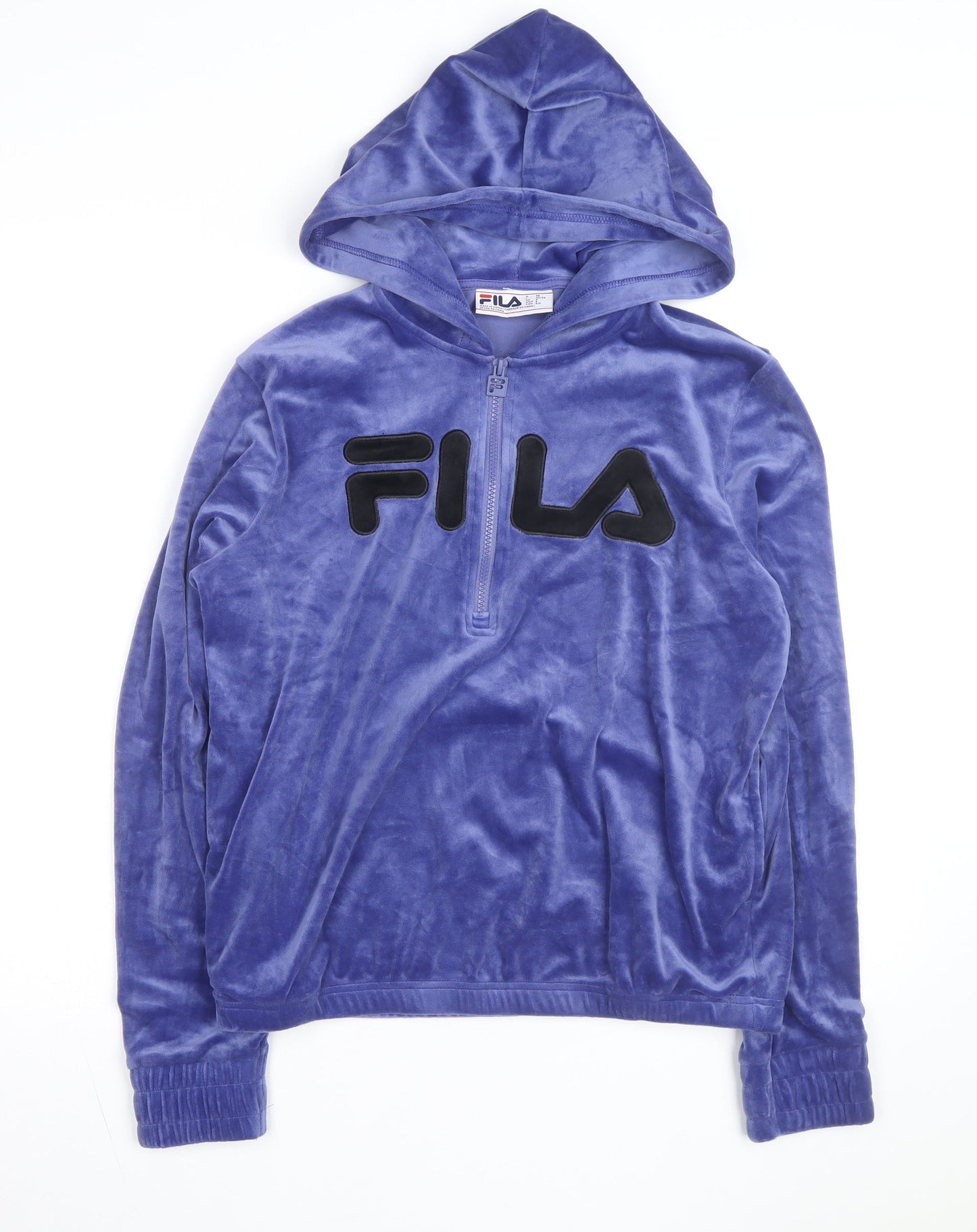 FILA Women's Blue Velour 1/2 Zip Hooded Sweatshirt Size S