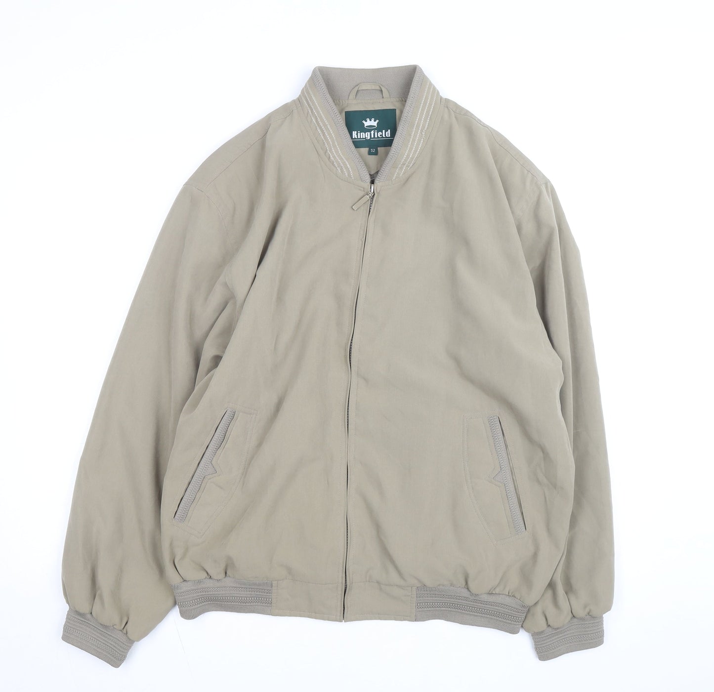 Kingfield Men's Beige Bomber Jacket Size 52 Cotton Casual Zip Up