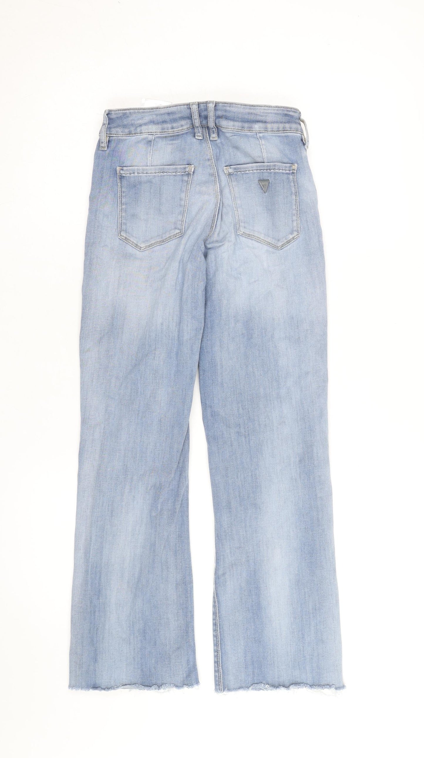 Guess Women’s Blue Cropped Denim Jeans Size M Light Wash Stretch