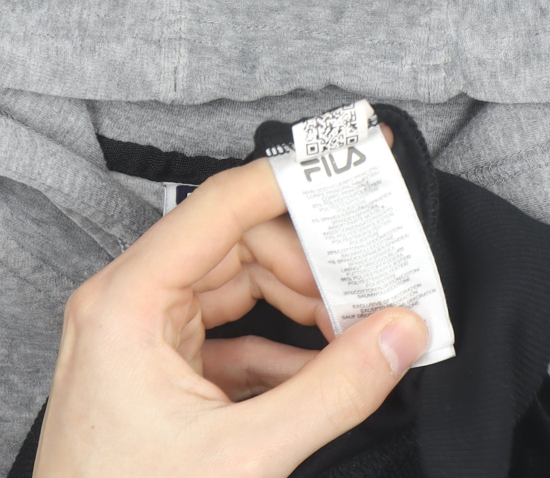 Fila Men's Grey Full Zip Logo Hoodie Size S Sports Velour Jacket