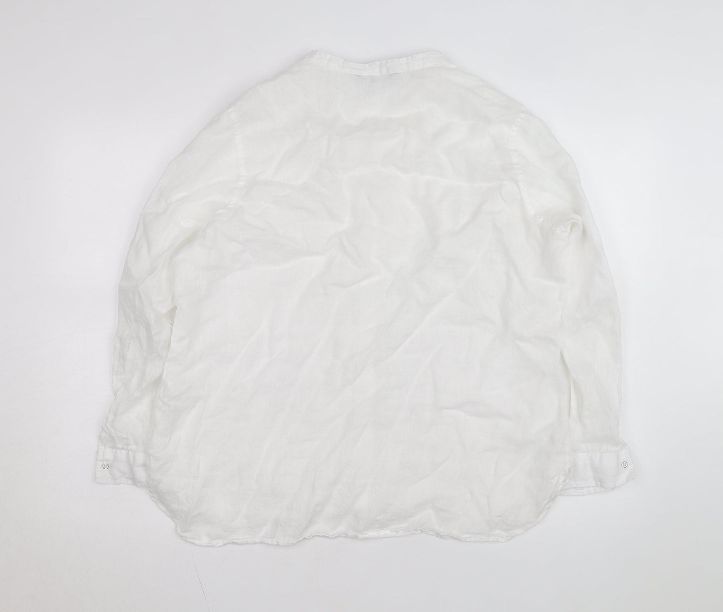 Dunnes Stores Women's White Linen Button-Up Shirt Size 16